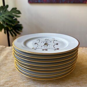 Set of 8 Rosanna-Italy 8" Celebration Plates Elegant Gold Rimmed Dinner Plates